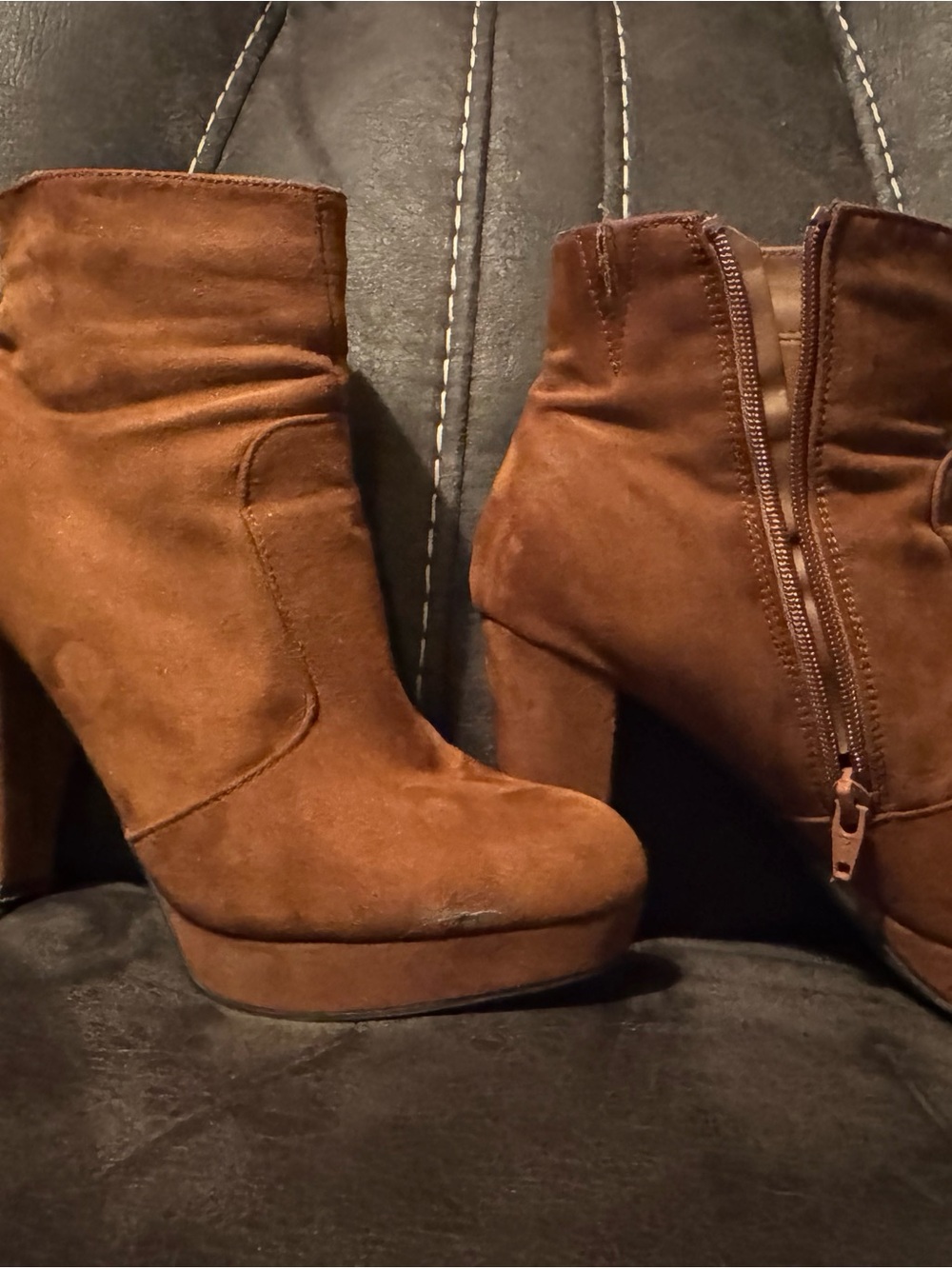 Mossimo Supply Co. Chestnut Brown Suede Platform Ankle Boots